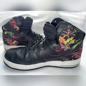 NIKE Air Force 1 Black Floral Lace Up Sneakers- Men's Size 13 #C12304-001 W/Bag